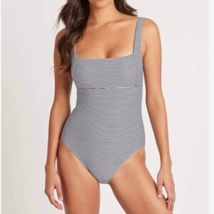 SEA LEVEL - POSITANO STRIPE - SQUARE NECK ONE PIECE